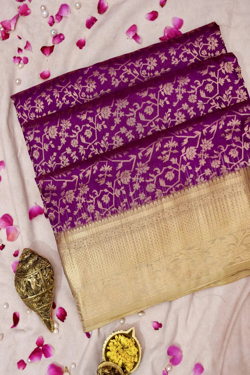 PURE HANDLOOM PURPLE COLOR KANCHIPURAM SILK SAREE
