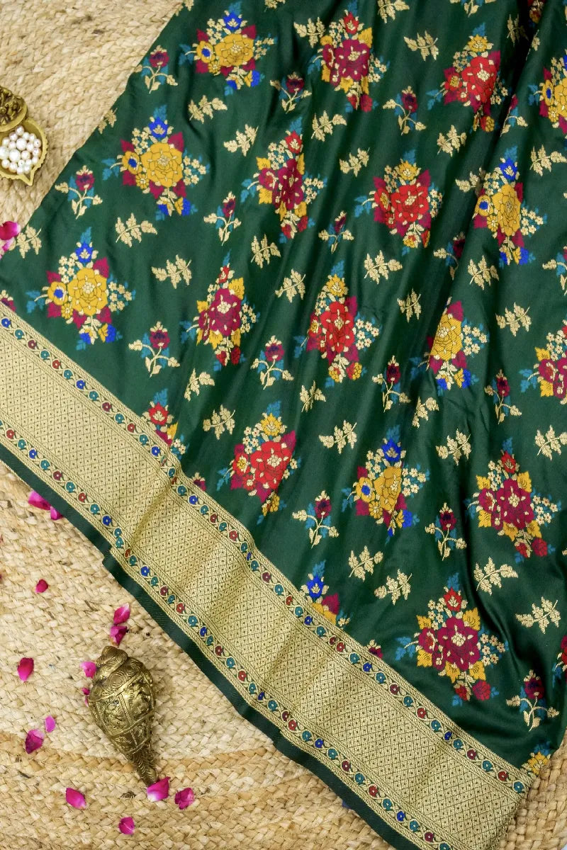 GREEN COLOR BANARASI SILK SAREE