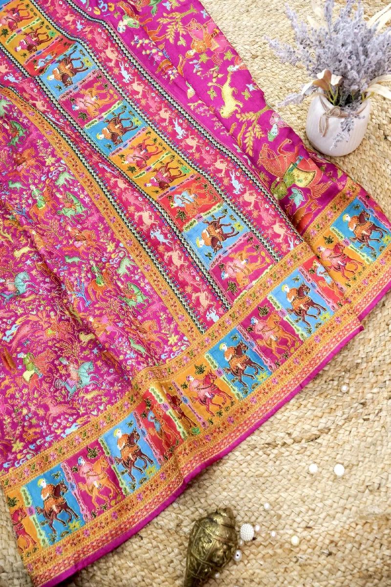 PINK COLOR CREPE SILK PASHMINA SAREE