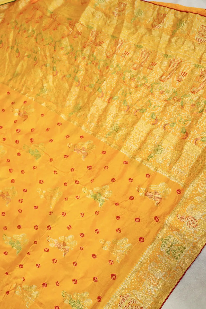 TEAL BLUE COLOR GAJJI SILK BANDHANI SAREE