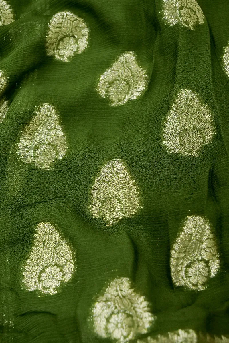 MEHENDI GREEN COLOR CHIFFON SAREE