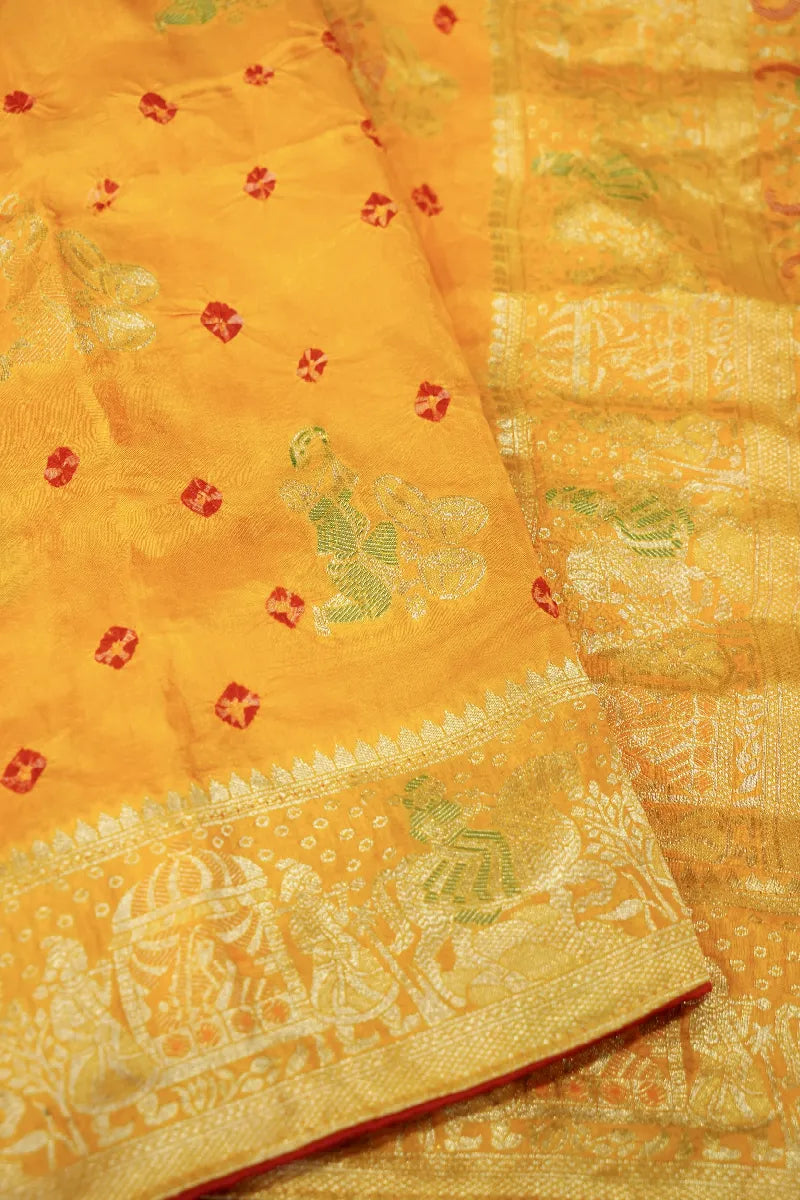 TEAL BLUE COLOR GAJJI SILK BANDHANI SAREE