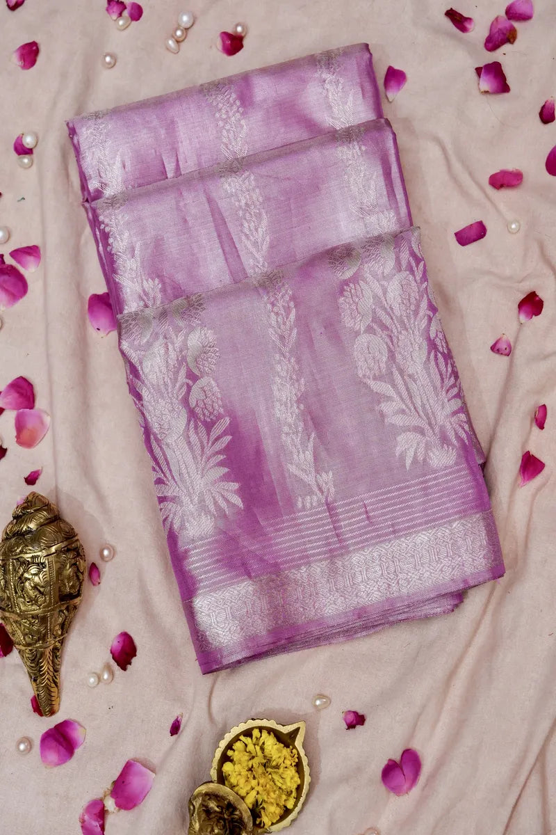 PURE HANDLOOM PURPLE COLOR KANCHIPURAM SILK SAREE