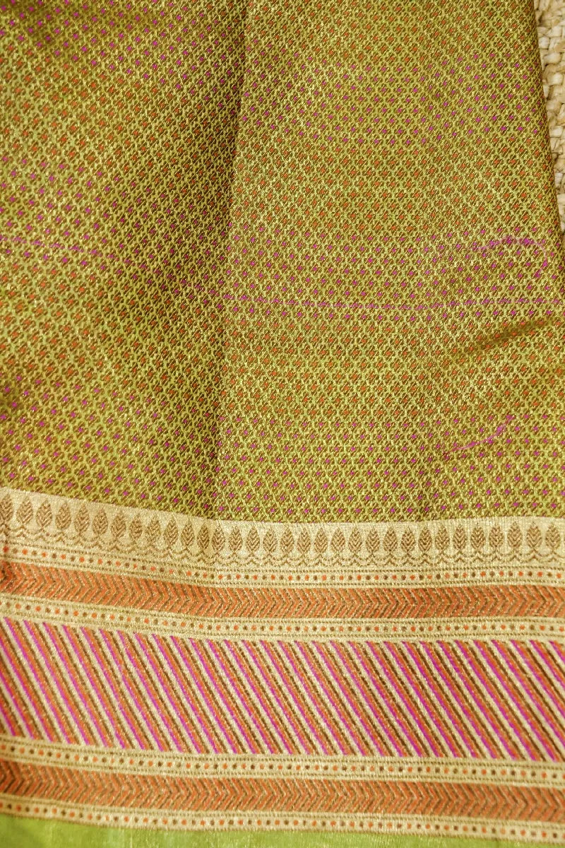 PISTA GREEN COLOR BANARASI TUSSAR SILK SAREE