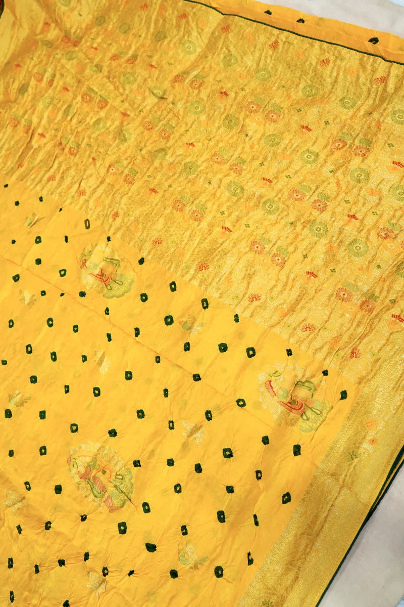 TEAL BLUE COLOR GAJJI SILK BANDHANI SAREE