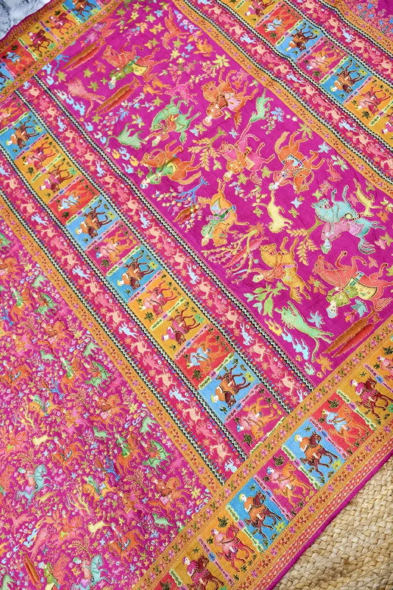PINK COLOR CREPE SILK PASHMINA SAREE