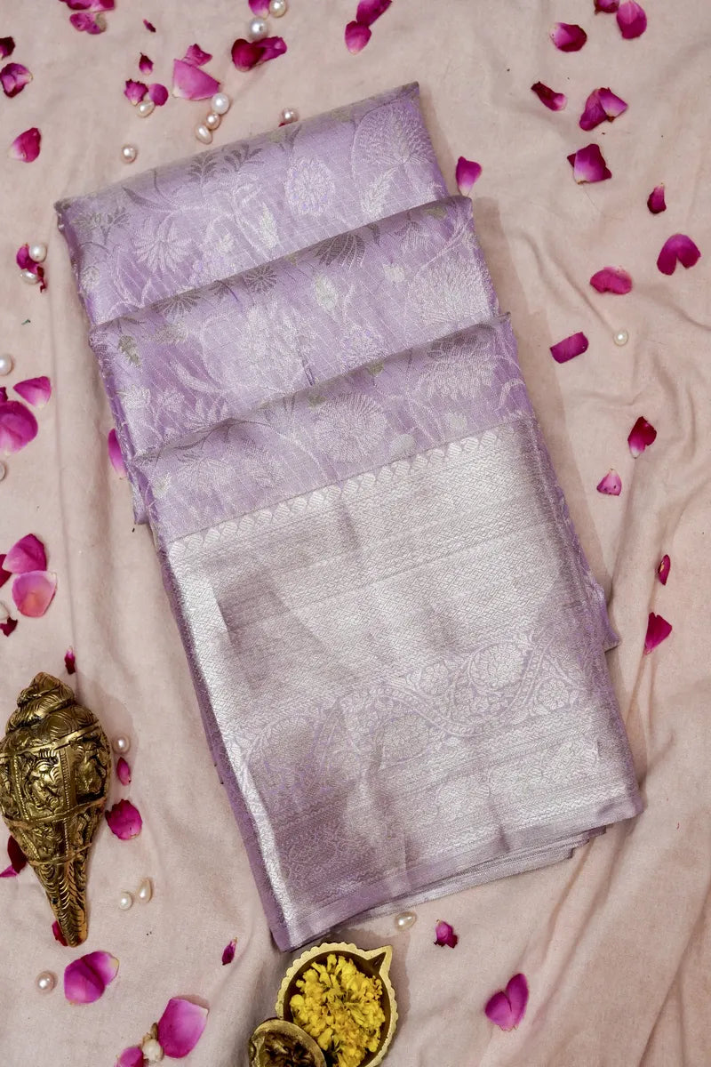 PURE HANDLOOM LAVENDAR COLOR KANCHIPURAM SILK SAREE