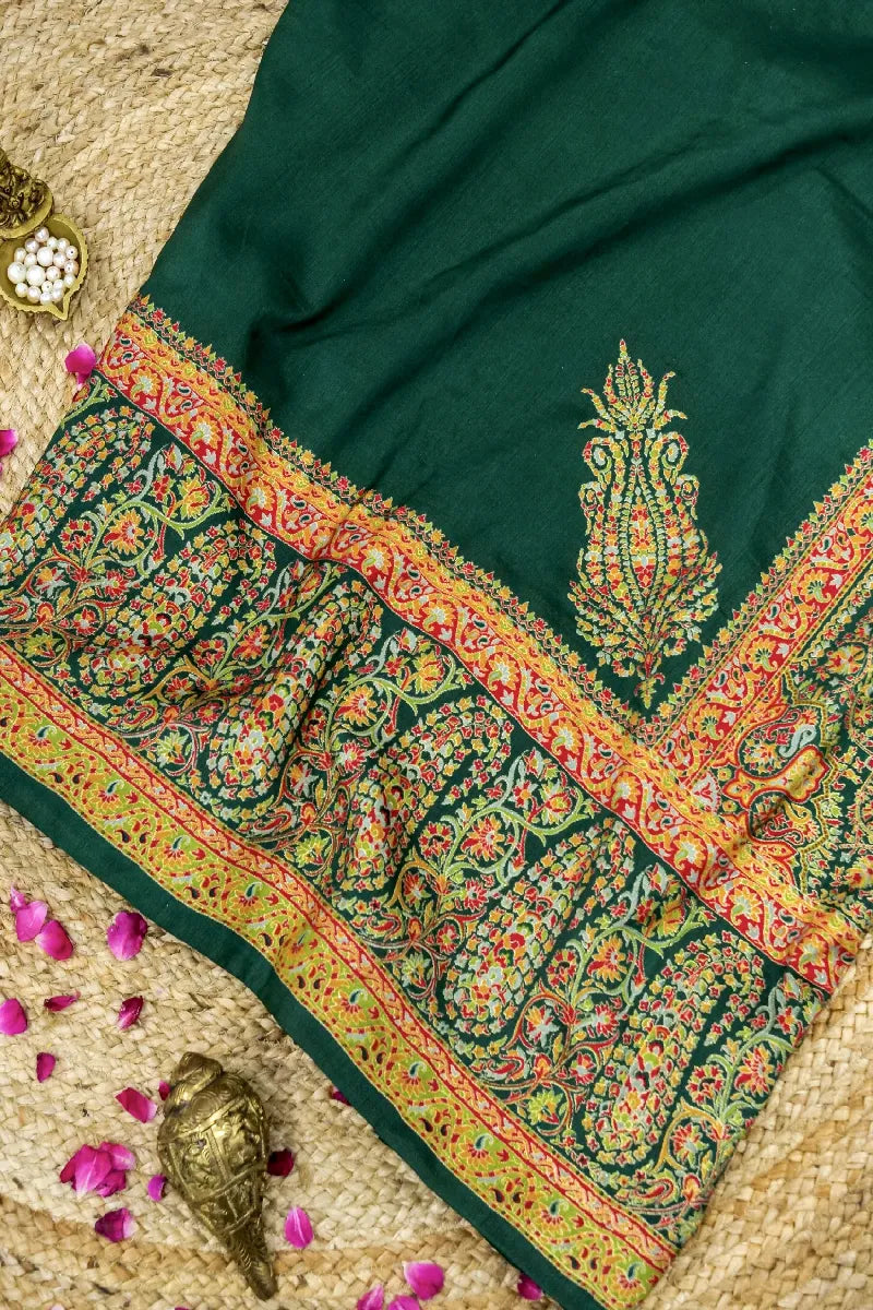 GREEN COLOR RAW SILK SAREE