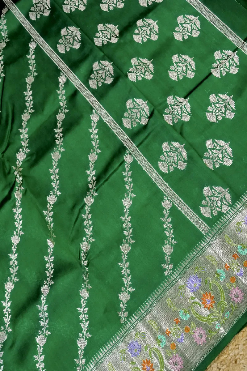 GREEN COLOR PURE DUPIAN SILK SAREE