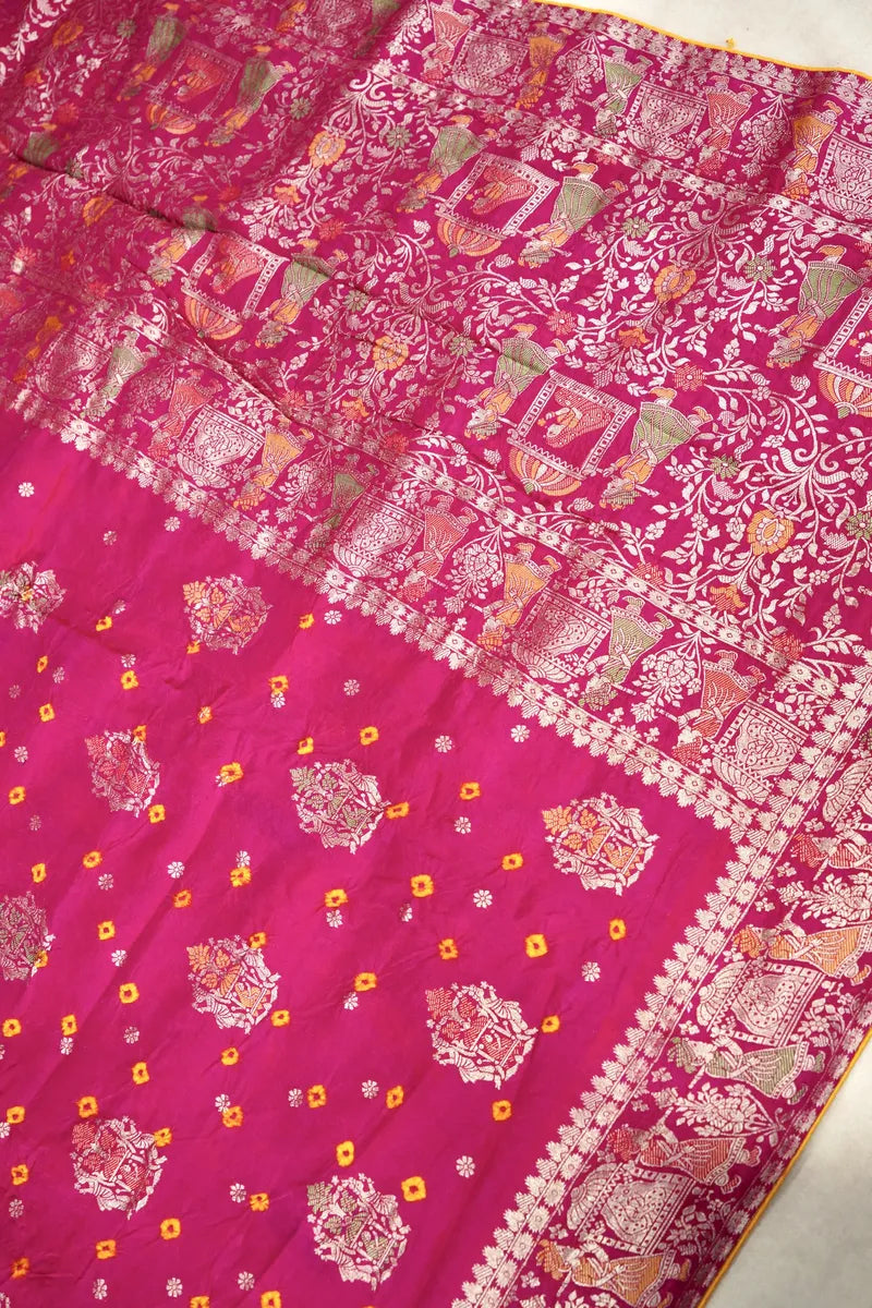 TEAL BLUE COLOR GAJJI SILK BANDHANI SAREE