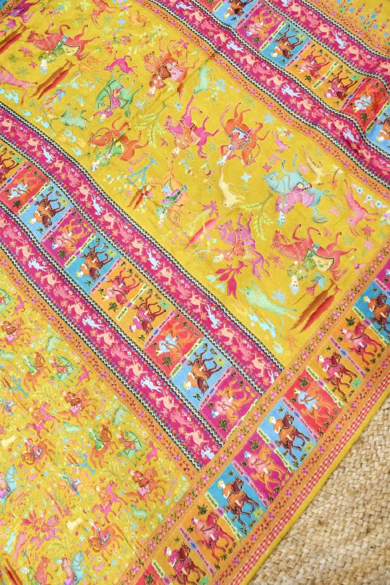 MULTI COLOR CREPE SILK PASHMINA SAREE