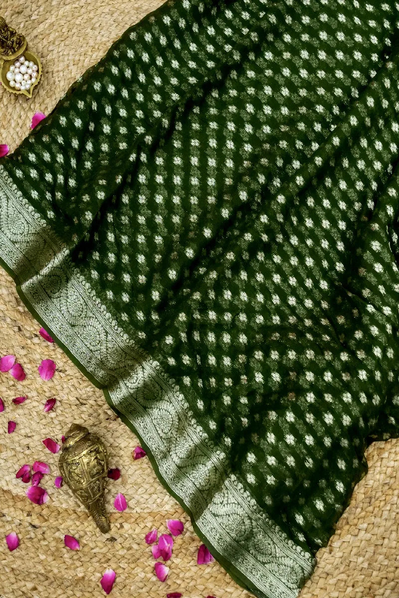 MEHENDI GREEN COLOR CHIFFON SAREE