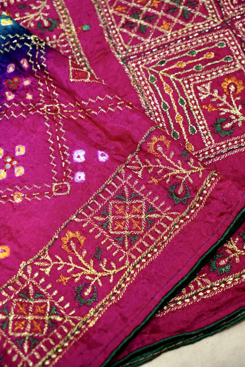 PINK WITH CYAN COLOR BANDHEJ SAREE