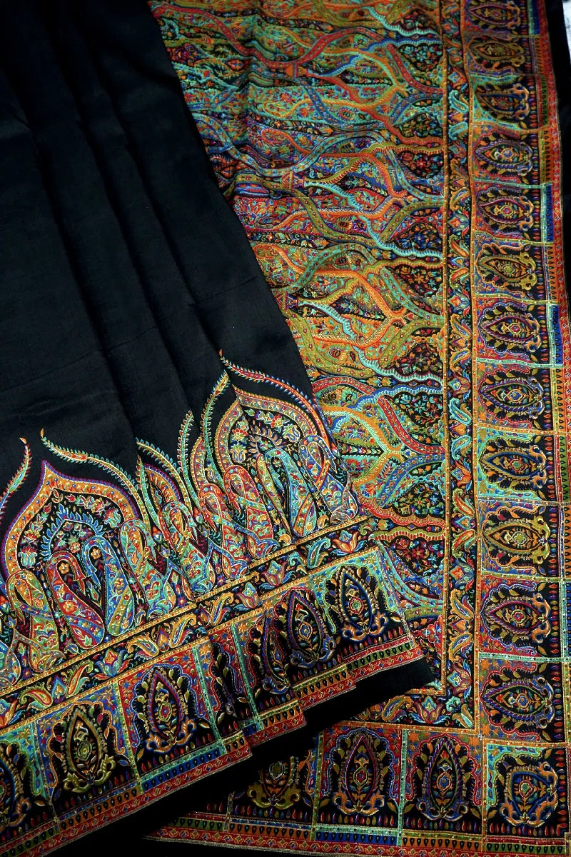 BLACK COLOR PANCHMEENA SILK SAREE
