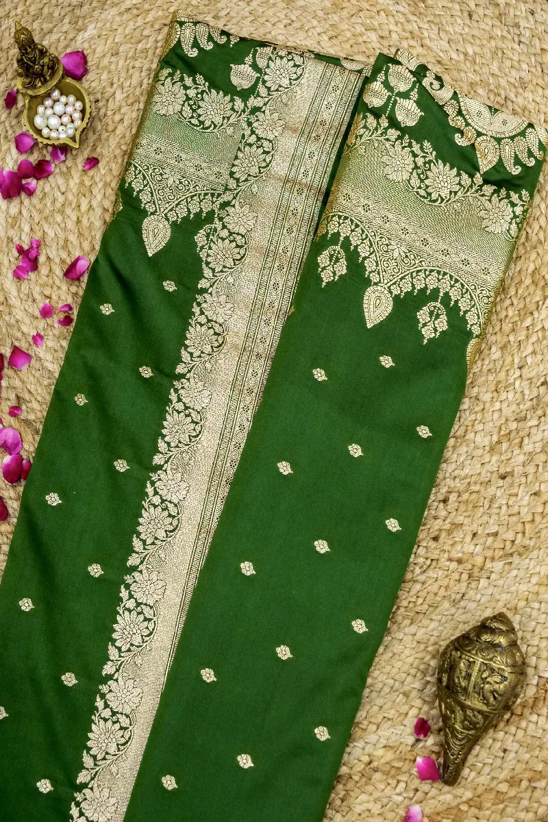 MEHENDI GREEN COLOR BANARASI SILK SAREE