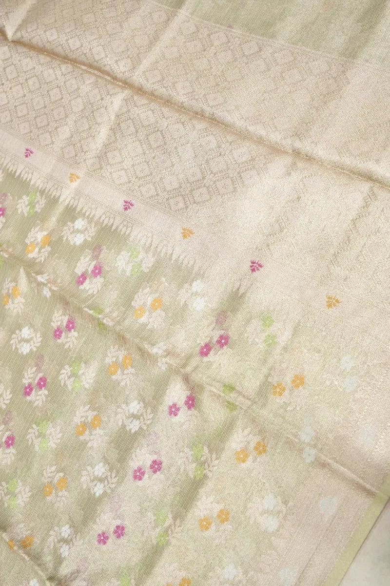 CREAM COLOR GAJJI SILK SAREE