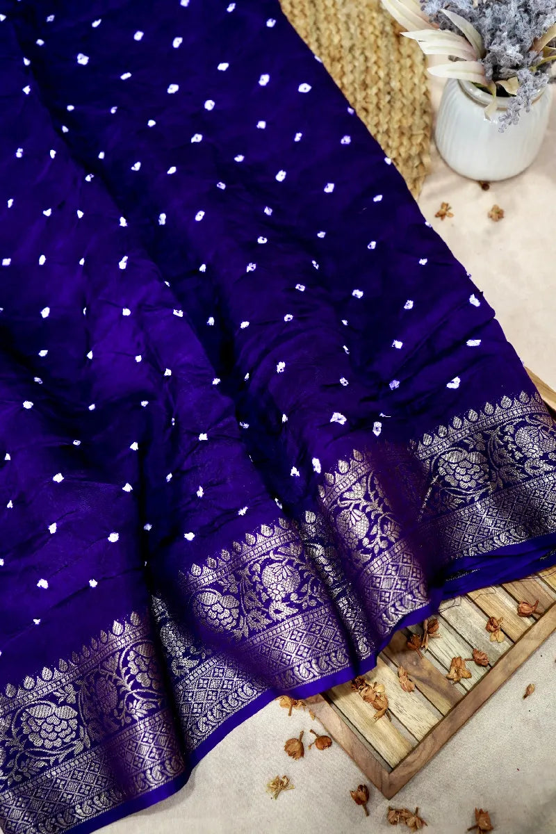 PURPLE COLOR GAJJI SILK BANDHANI SAREE