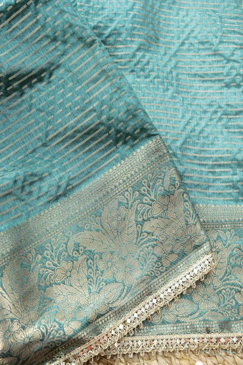 AQUA BLUE COLOR DOLA SILK SAREE
