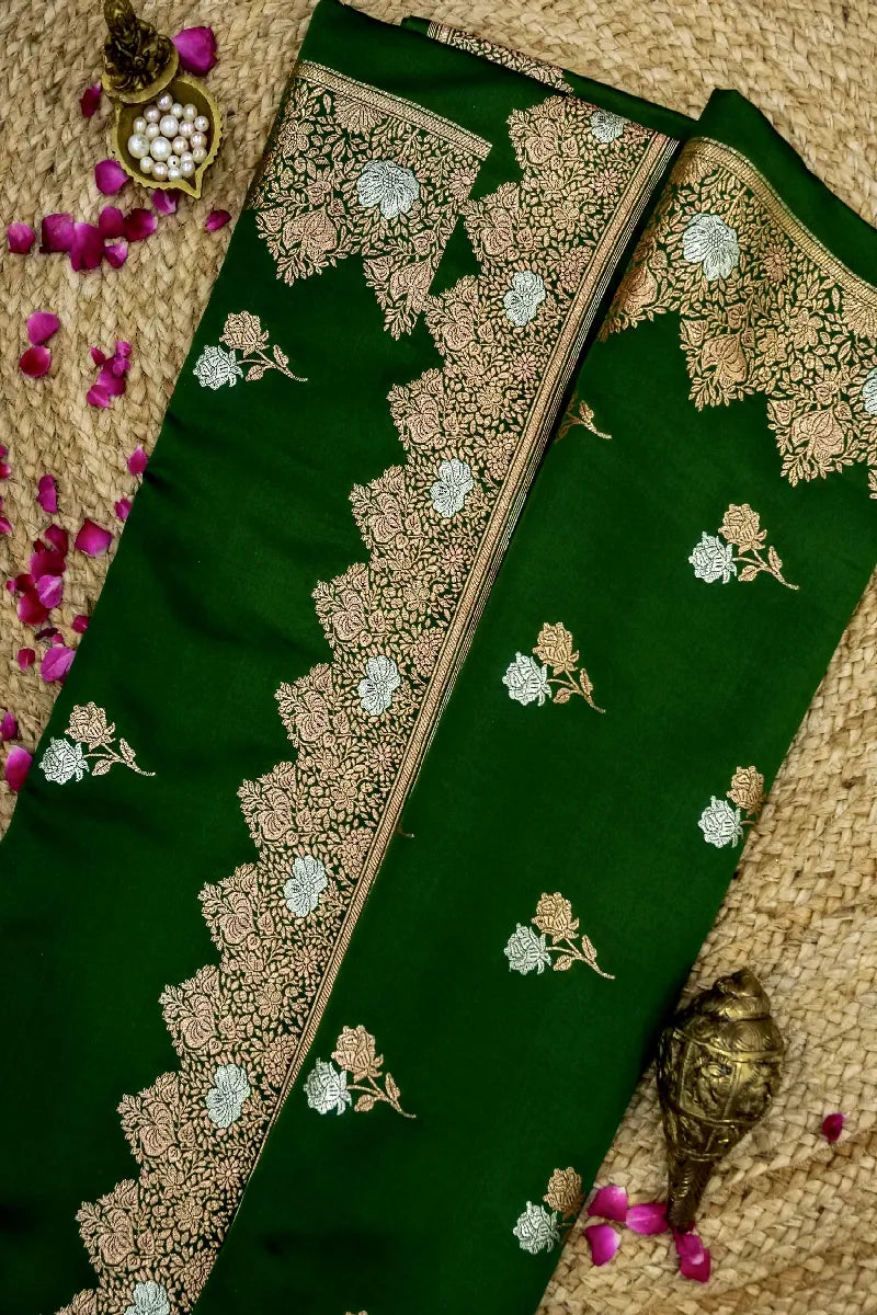 GREEN COLOR BANARASI SILK SAREE