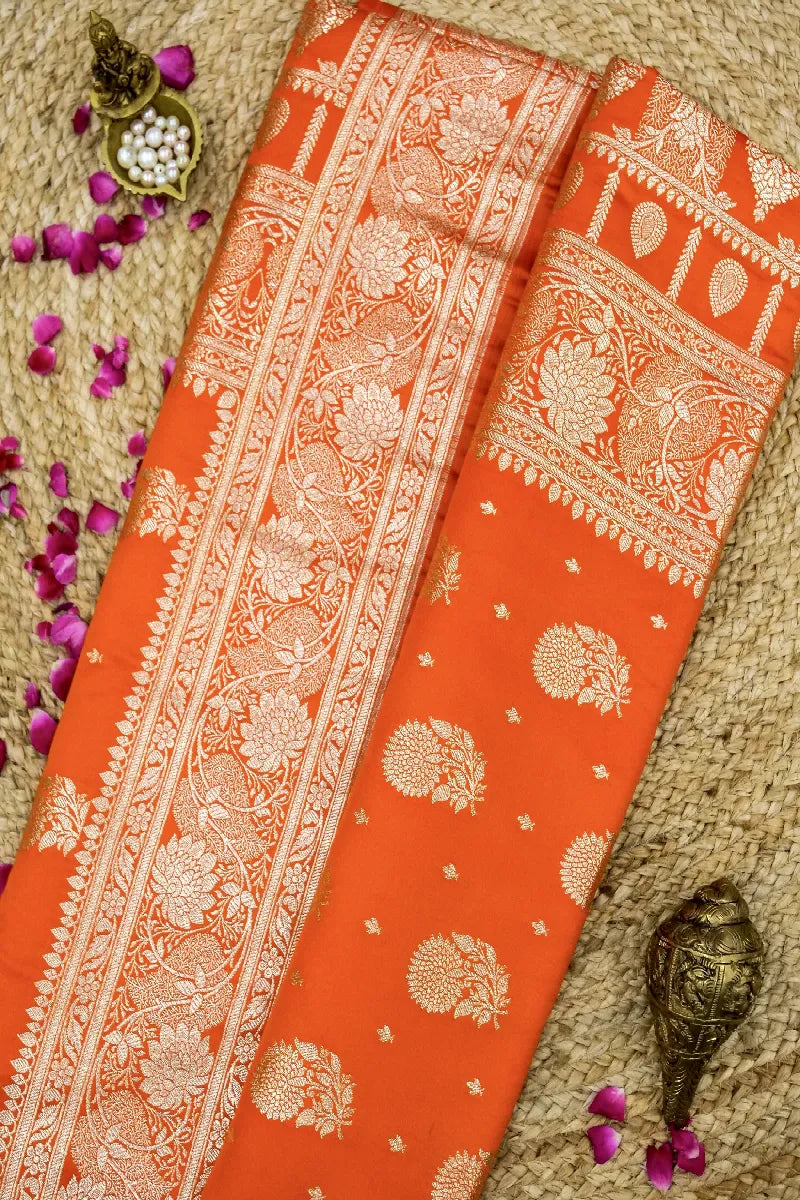 ORANGE COLOR BANARASI SILK SAREE