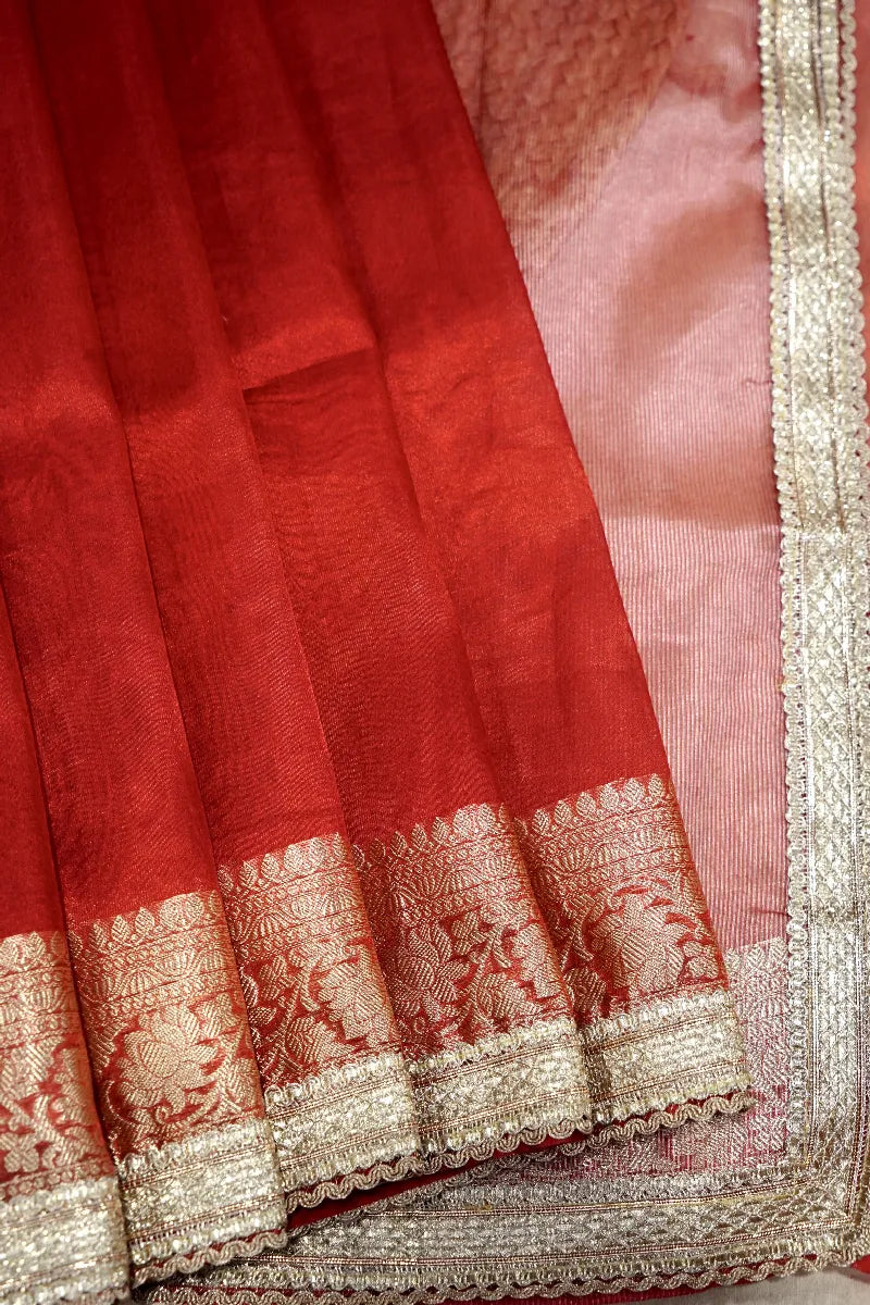 RED COLOR TISSUE SILK SAREE