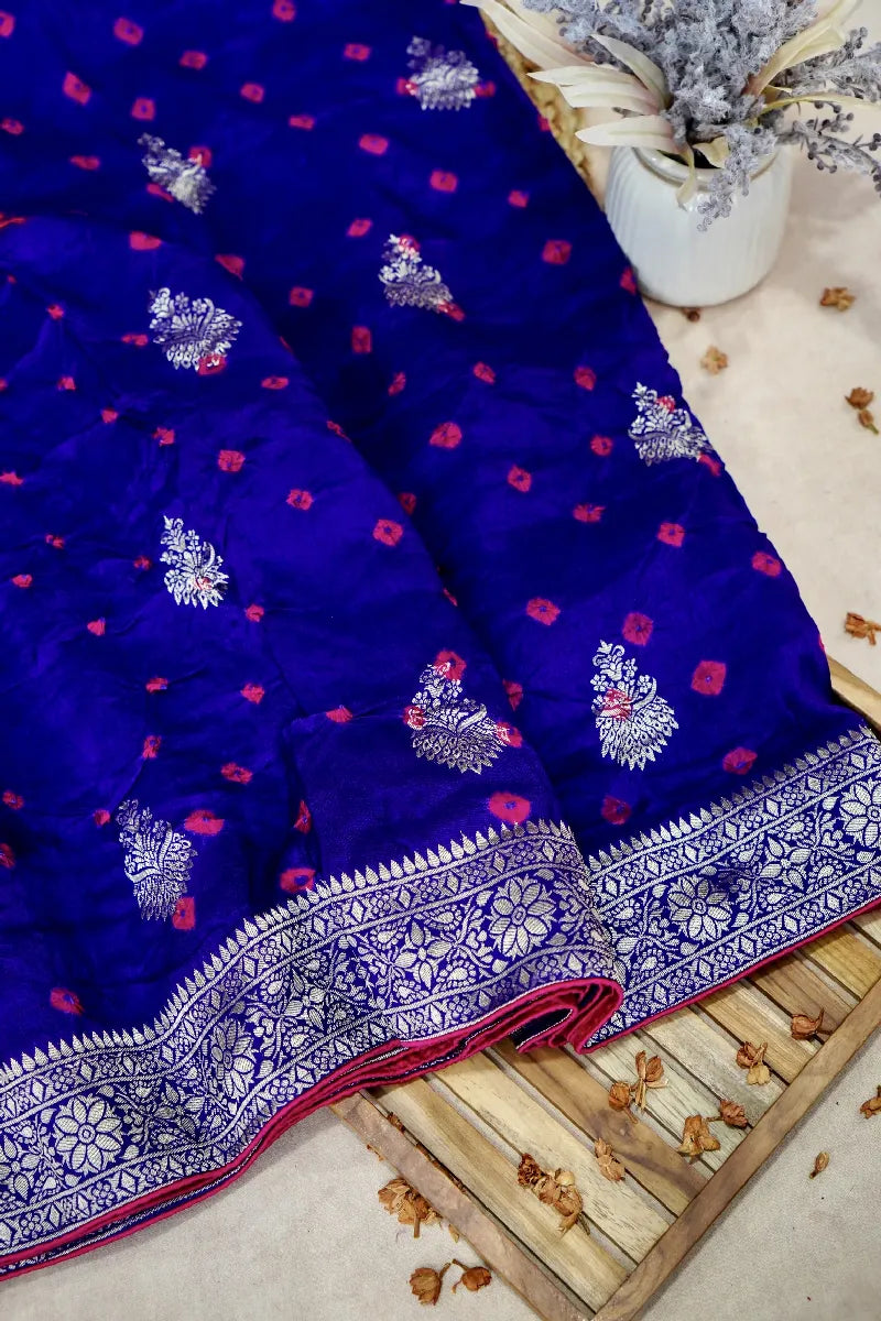 PURPLE COLOR GAJJI SILK BANDHANI SAREE
