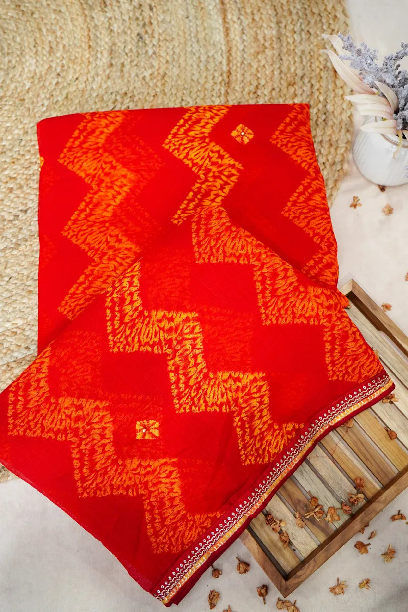 RED COLOR CHIFFON SAREE