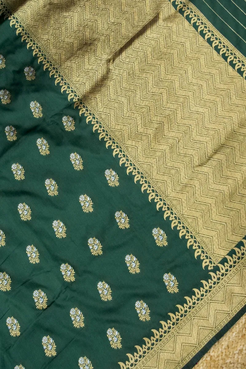 DARK GREEN COLOR BANARASI SILK SAREE
