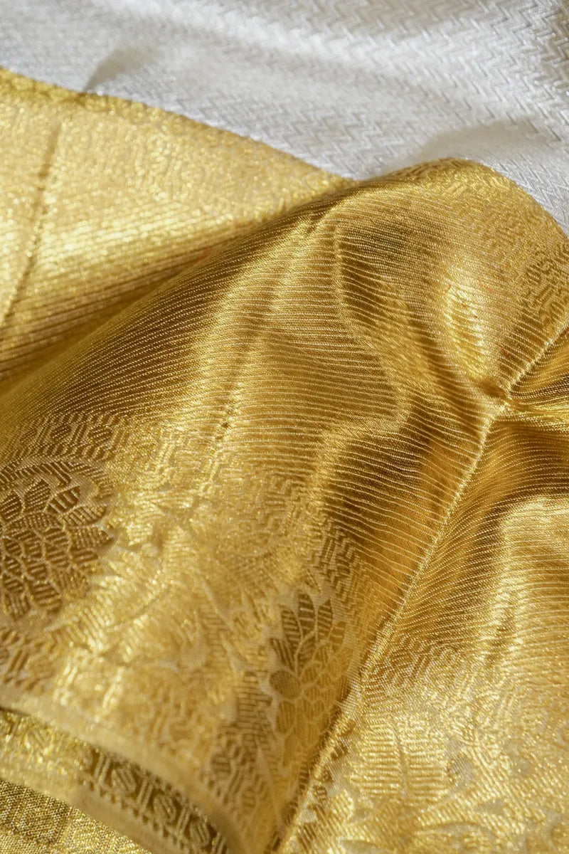 PURE HANDLOOM REAL ZARI SILVER  COLOR KANCHIPURAM SILK SAREE