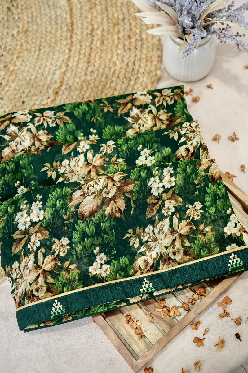 GREEN COLOR CHIFFON SAREE