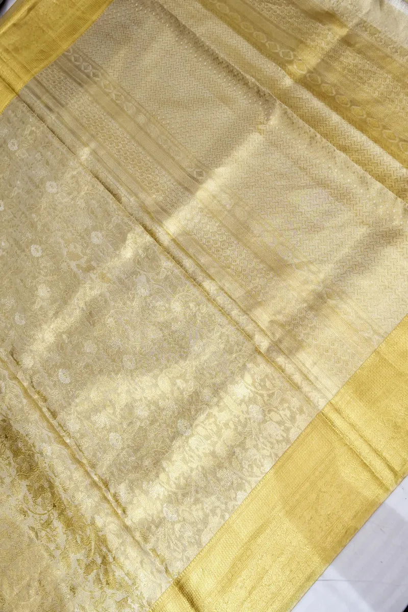 PURE HANDLOOM ZARI GOLDEN COLOR KANCHIPURAM SILK SAREE