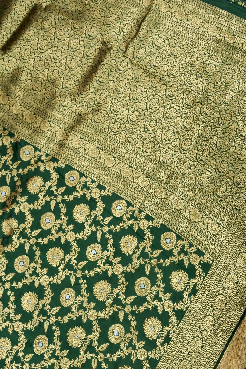 DARK GREEN COLOR BANARASI SILK SAREE
