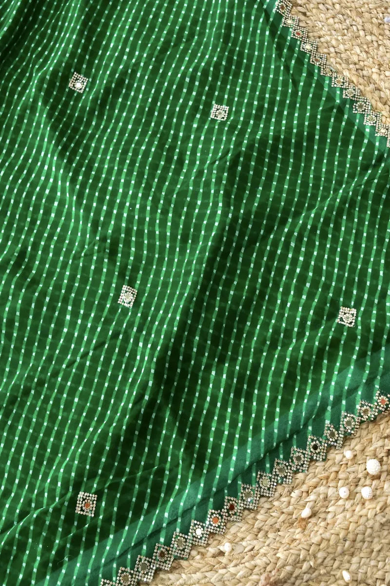 GREEN COLOR CHIFFON LEHERIYA PRINT SAREE