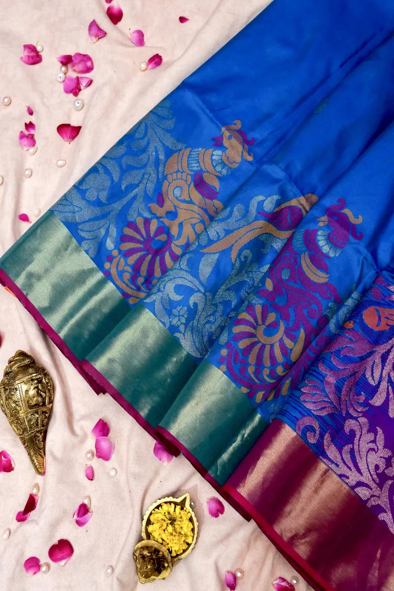 ROYAL BLUE COLOR BANARASI SILK SAREE