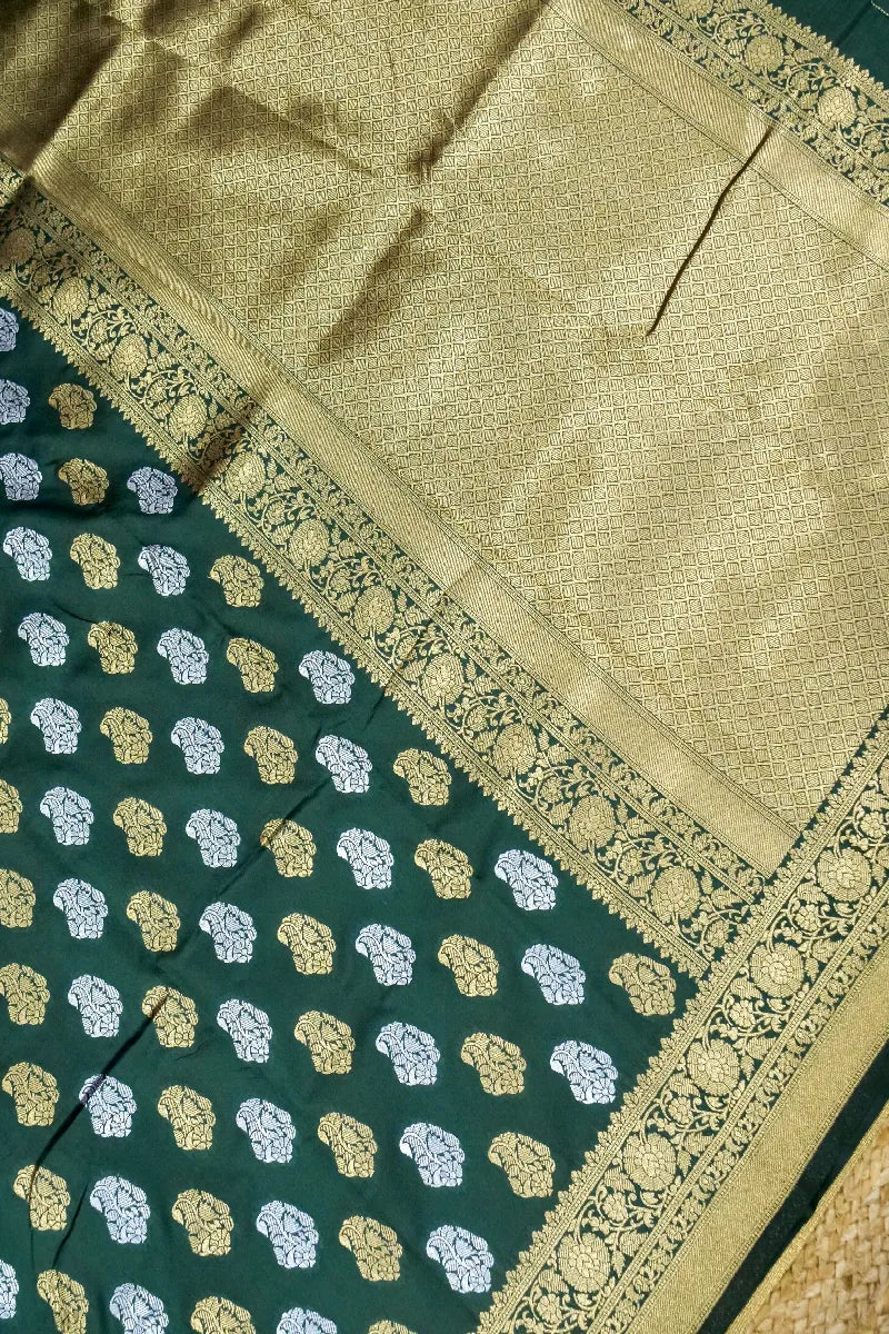 DARK GREEN COLOR BANARASI SILK SAREE