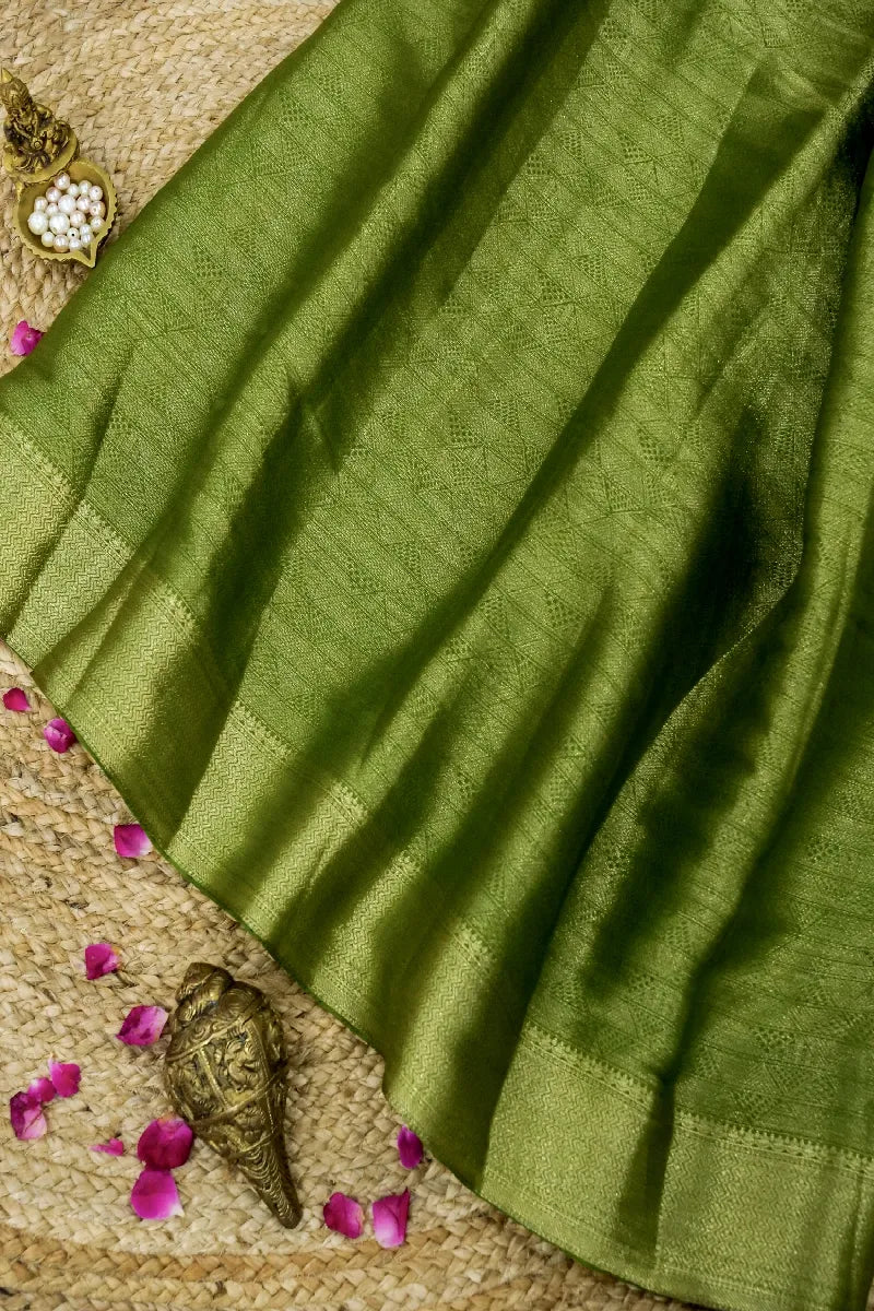 MEHENDI GREEN COLOR CHIFFON SAREE