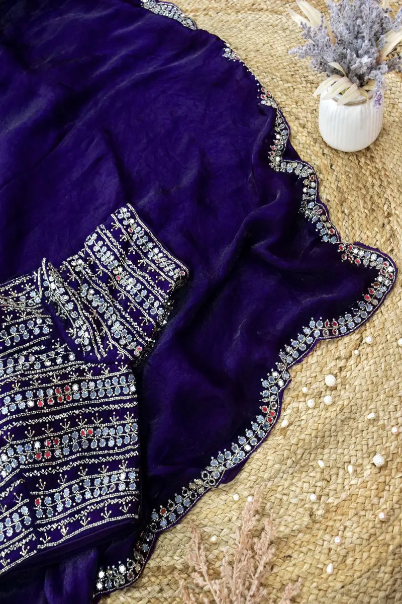 VOILET COLOR CREPE SILK SAREE