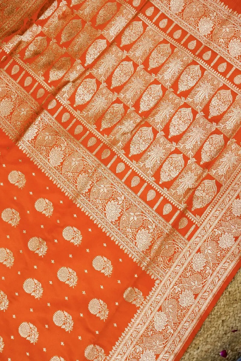 ORANGE COLOR BANARASI SILK SAREE