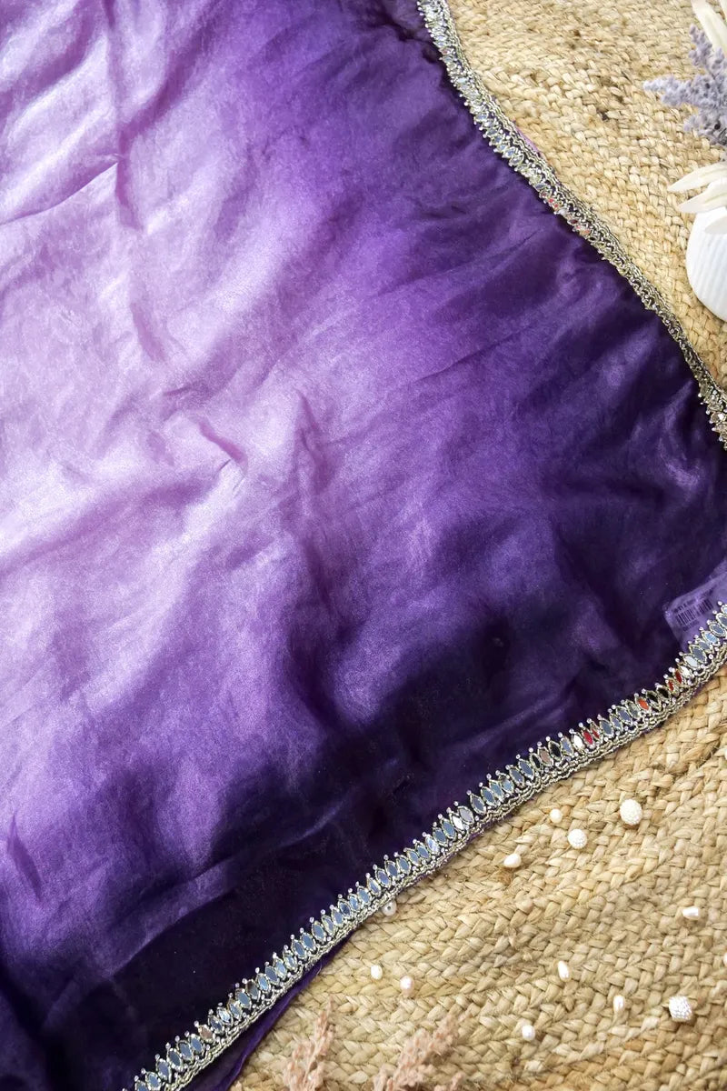 PURPLE COLOR DUAL SHADE COLOR CREPE SILK SAREE