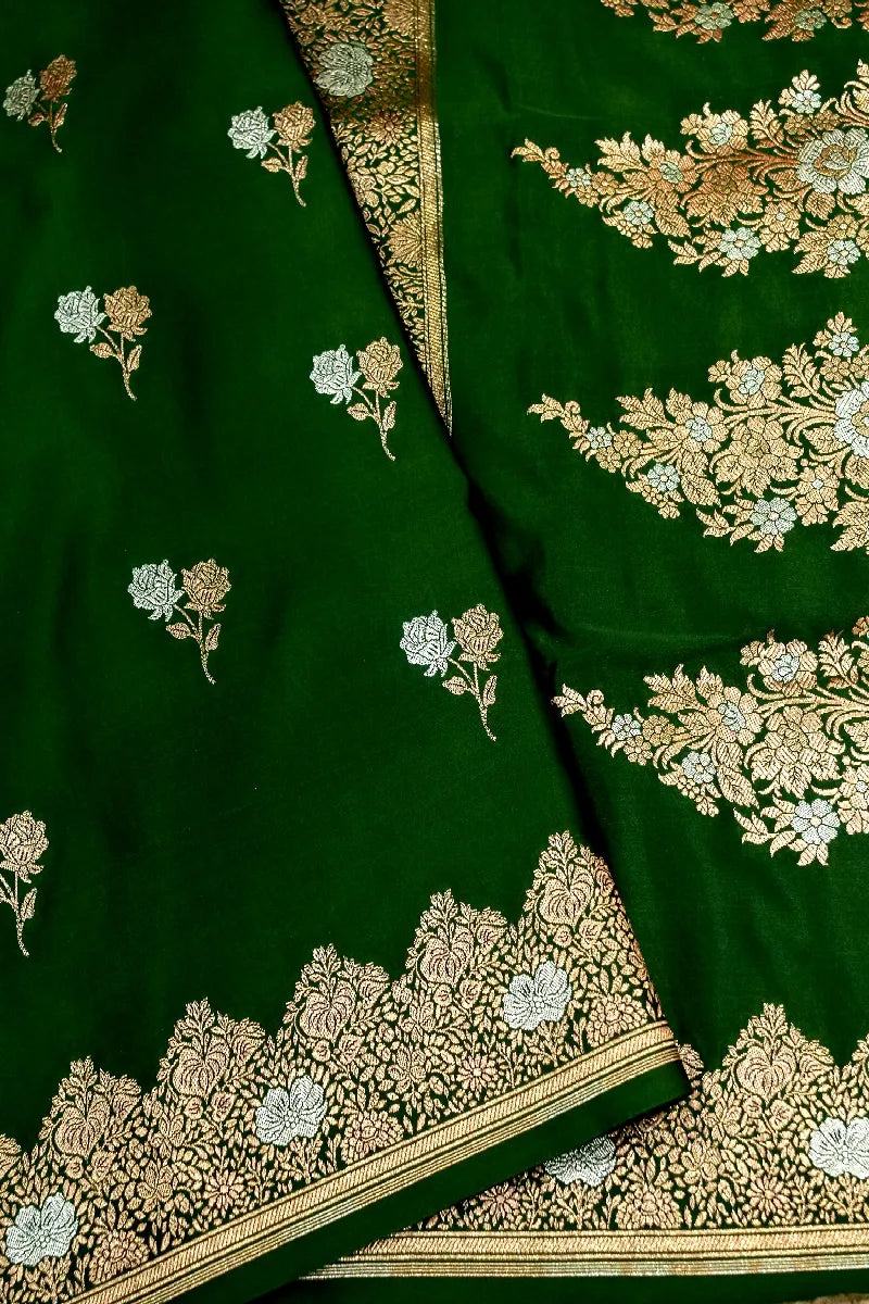 GREEN COLOR BANARASI SILK SAREE