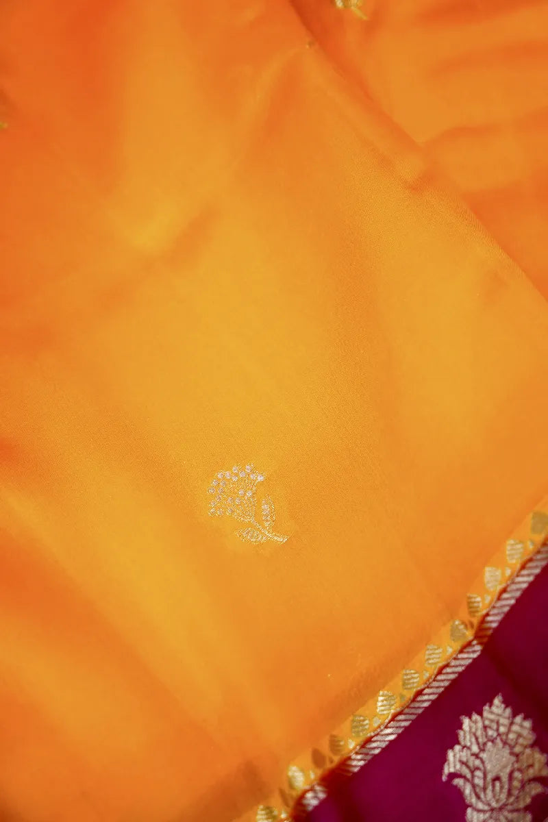 YELLOW WITH PINK COLOR PURE DUPIAN SILK SAREE
