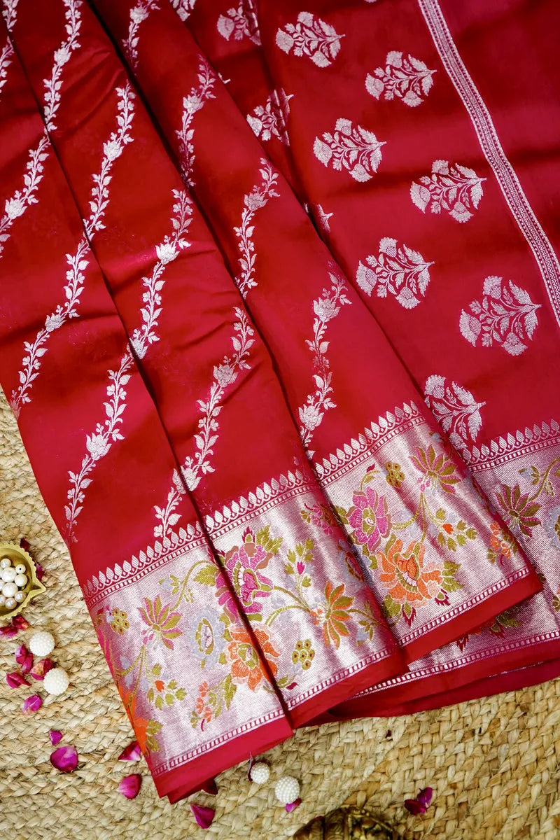 DARK PINK COLOR PURE DUPIAN SILK SAREE
