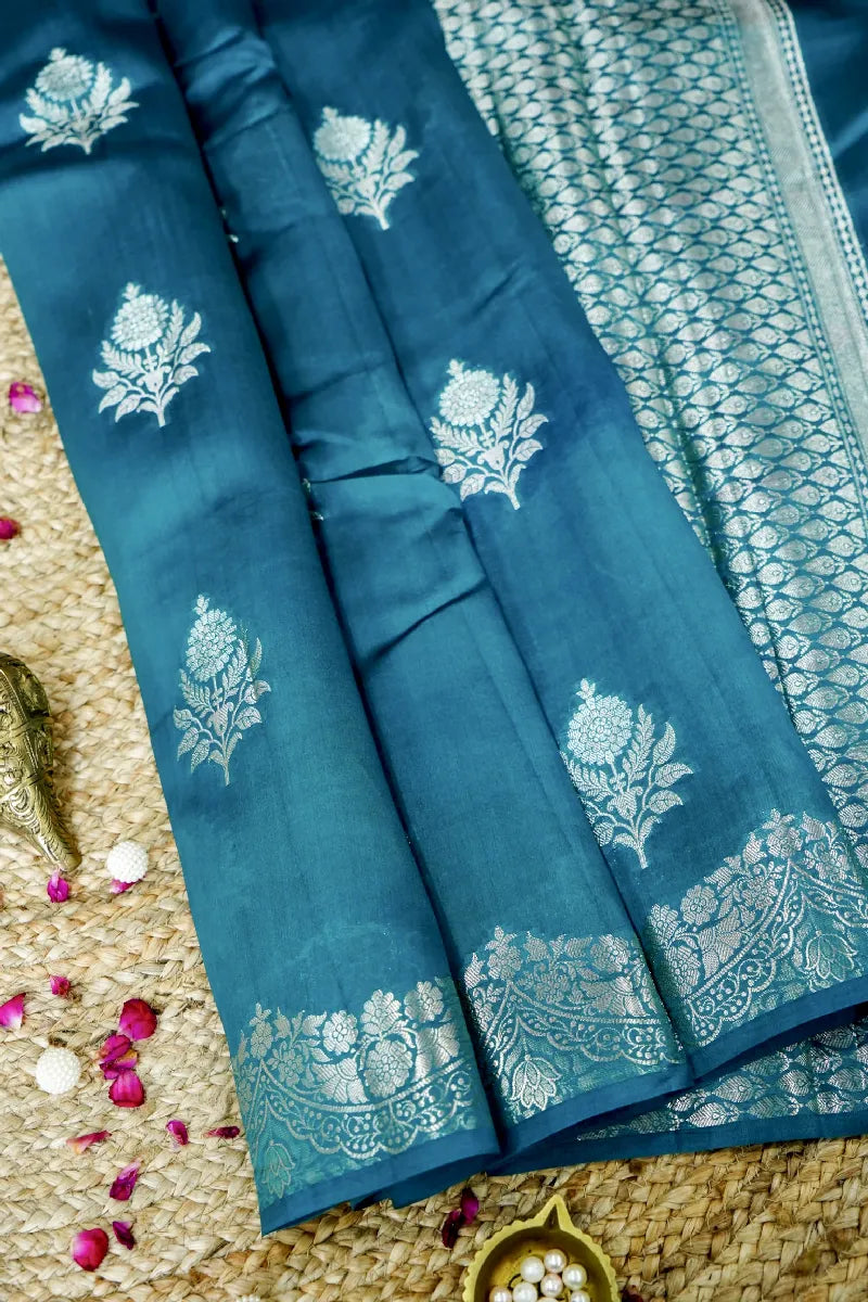 RAMA GREEN COLOR PURE DUPIAN SILK SAREE
