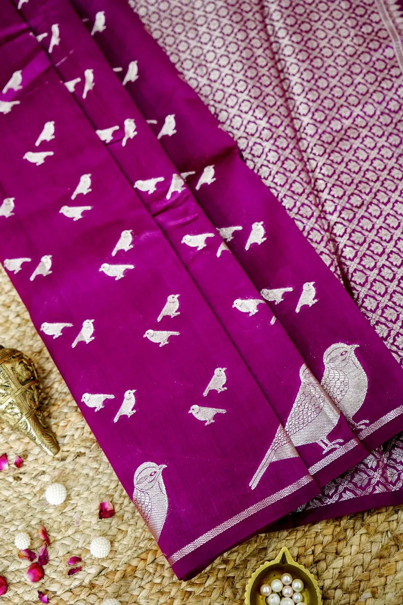 WINE COLOR PURE CHINIYA SILK SAREE