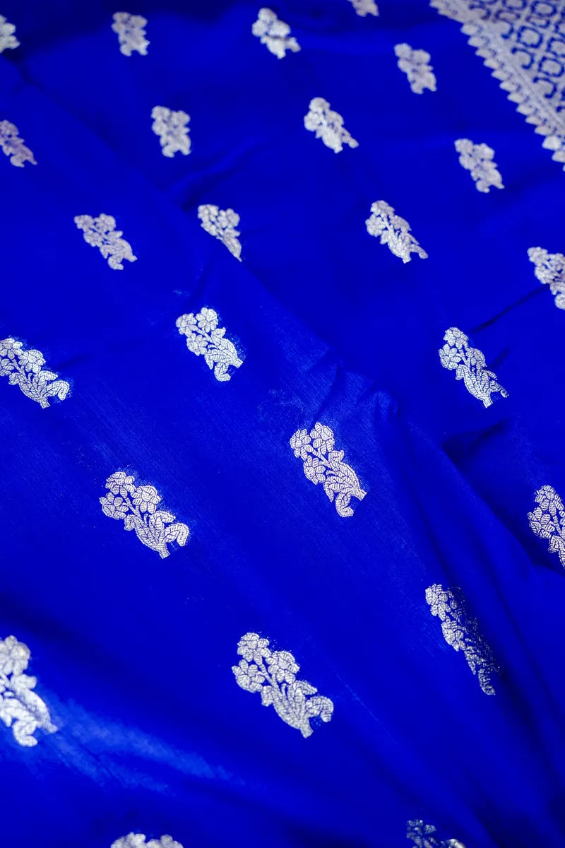 BLUE COLOR PURE CHINIYA SILK SAREE