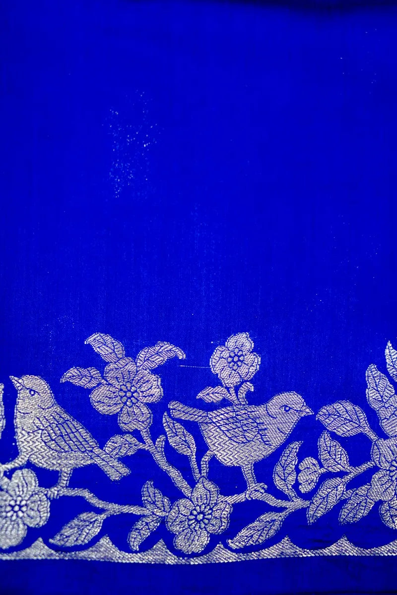 BLUE COLOR PURE CHINIYA SILK SAREE