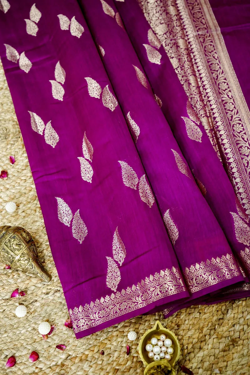 WINE COLOR PURE CHINIYA SILK SAREE