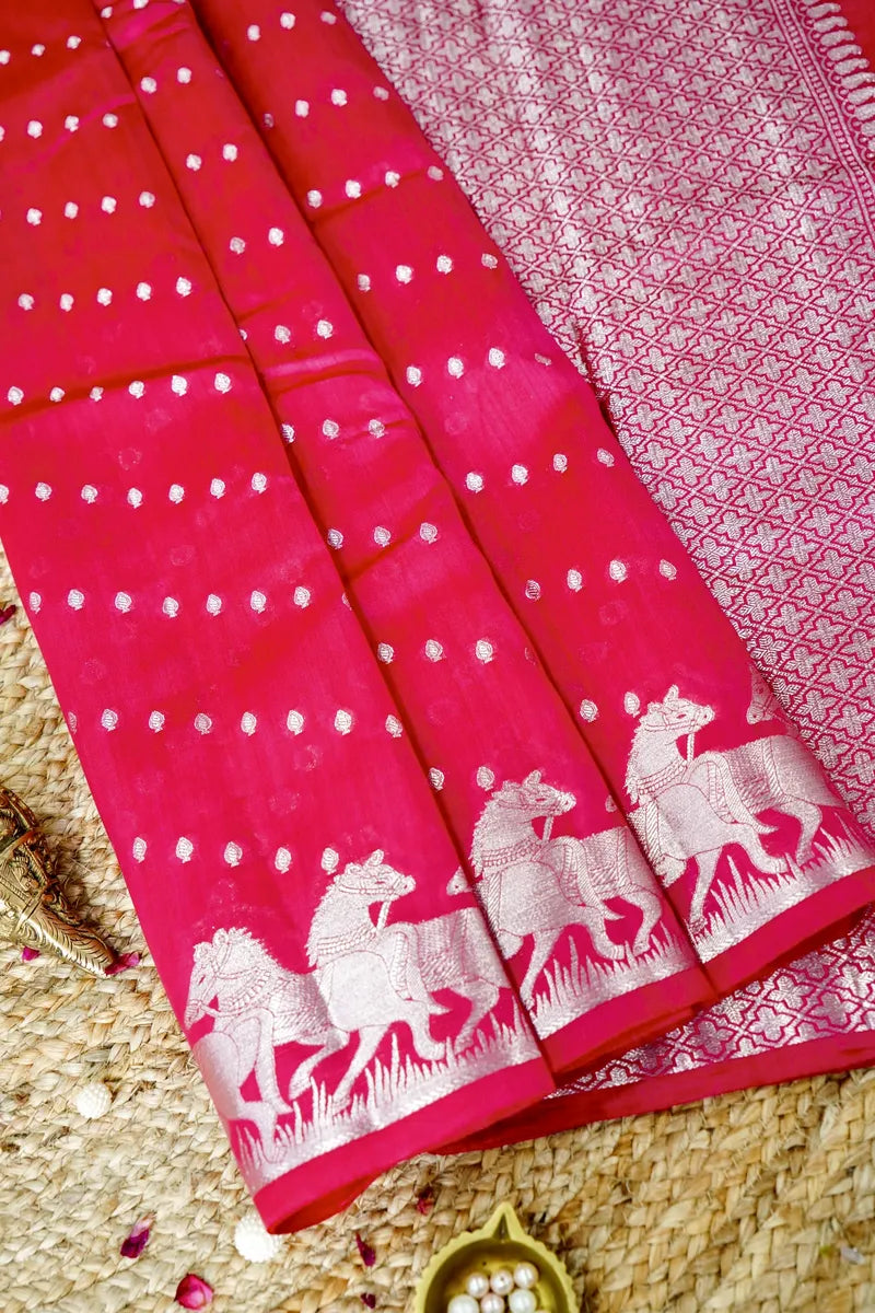 PINK COLOR PURE CHINIYA SILK SAREE