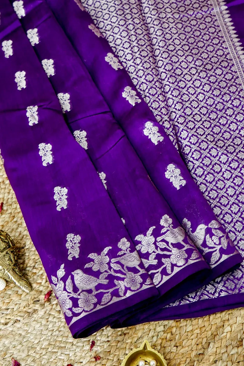 PURPLE COLOR PURE CHINIYA SILK SAREE