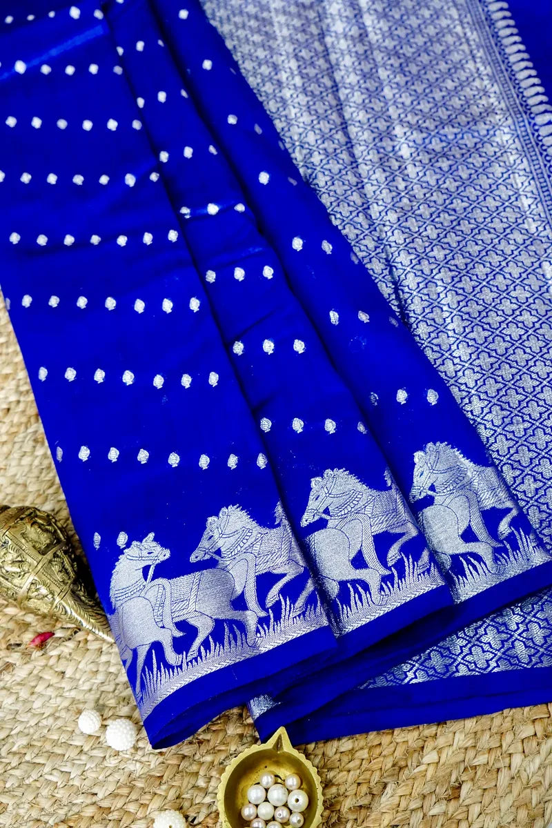 NEVY BLUE COLOR PURE CHINIYA SILK SAREE